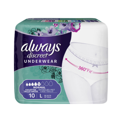  Always Culottes pour fuites urinaires - Discreet Normal - x10 - Taille L