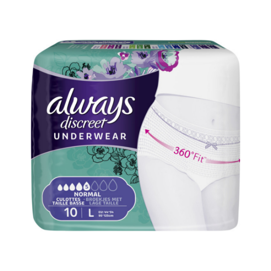  Always Culottes pour fuites urinaires - Discreet Normal - x10 - Taille L