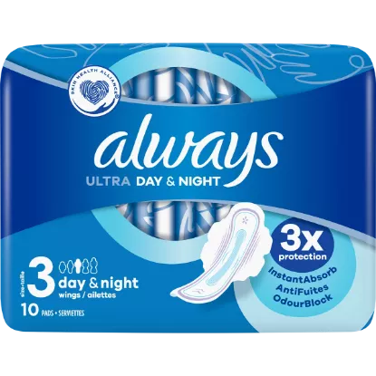 ALWAYS Ultra Day & Night (Taille 3) Serviettes avec ailettes