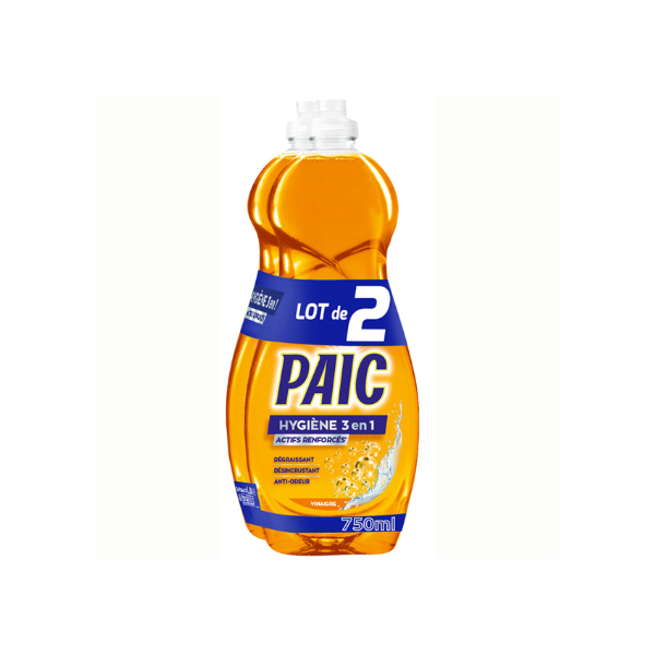Liquide vaisselle PAIC bi activ vinaigre et citron Lot 2 x 750ml disponible  et en vente à La Réunion