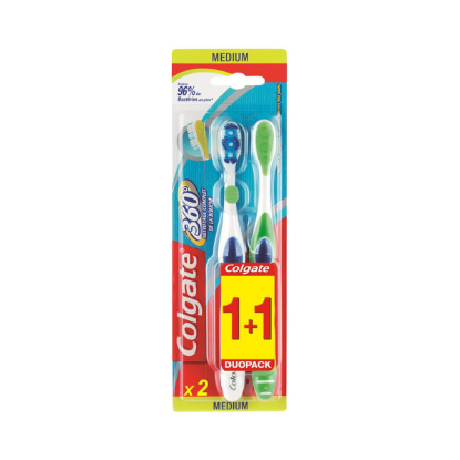 Brosse à dents COLGATE BAD 360  1+1 MEDIUM