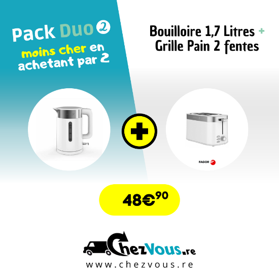 Pack duo petit-déjeuner : Grille Pain FAGOR + Bouilloire 1,7L FAGOR