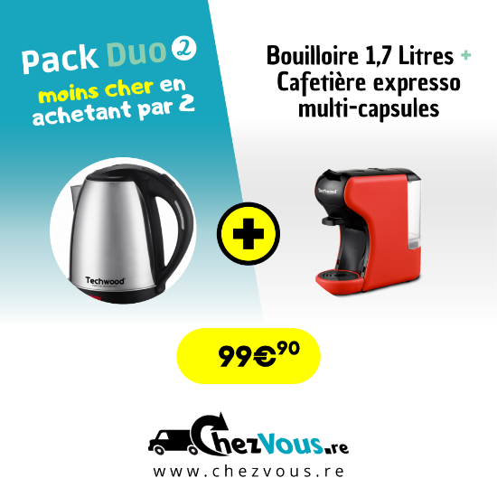 Pack duo petit-déjeuner : Bouilloire + Machine Café expresso multi-capsules