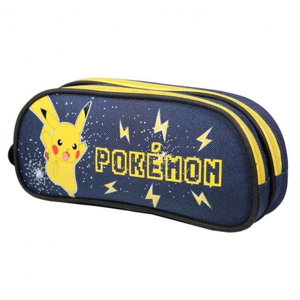 Trousse Pokemon scolaire double compartiments zippés