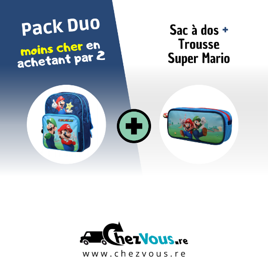 Pack duo Super Mario : sac à dos + trousse