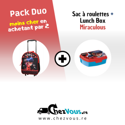 Pack duo Miraculous : Sac à roulettes + Lunch Box
