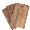 Set de 4 planches à découper en acacia FSC 22 × 14 cm avec support métal – Livoo MES152 – bois