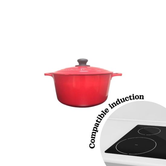 Marmite aluminium rouge 32 cm - compatible induction