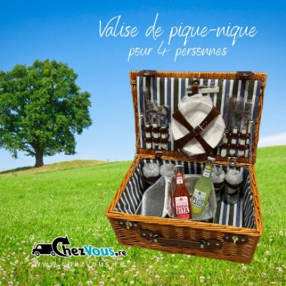 Valise panier pique-nique complet pour 4 personnes