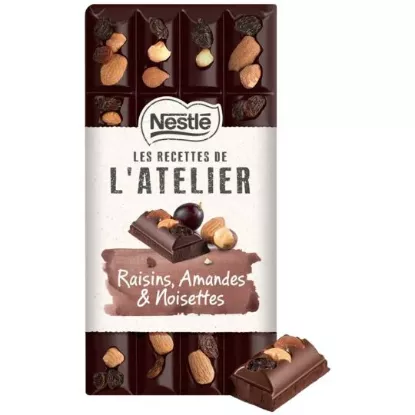 Picture of Nestlé Recette de l'Atelier Chocolat noir raisins amandes et noisettes 170g