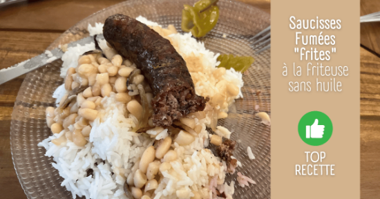 Saucisses fumées de La Réunion frites à la friteuse sans huile Air Fry