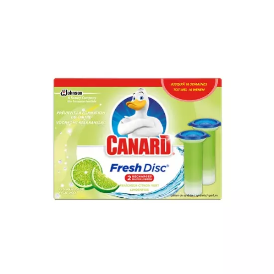 Image de Blocs WC disques gel Fraîcheur Citron Vert Canard Fresh Disc, 2 recharges soit 12 disques