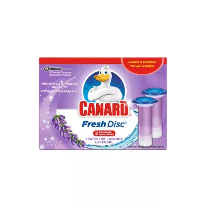 Image de Blocs WC disques gel Fraîcheur Lavande Canard Fresh Disc, 2 recharges soit 12 disques