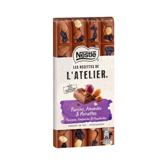 Nestlé Recette de l'Atelier Raisins Amande Noisettes 170g Chocolat au lait 