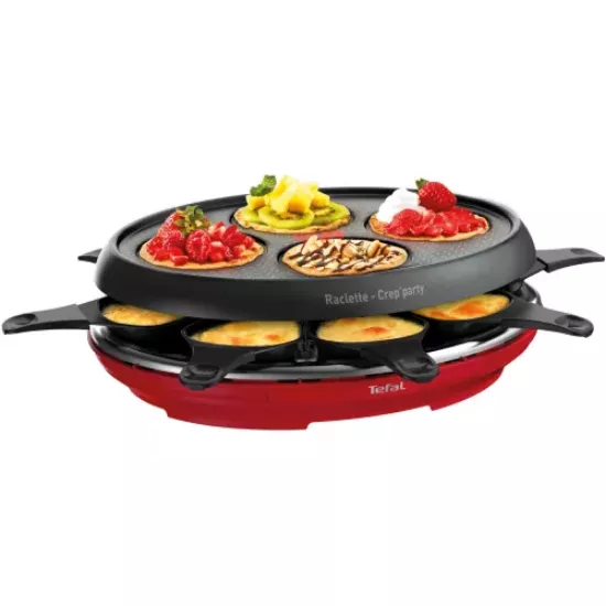 Appareil à raclette 8 personnes, Crep'party Tefal Colormania RE3105 - rouge