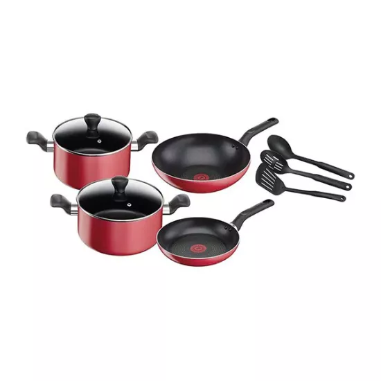 Batterie de cuisine 9 pièces Tefal Super Cook - rouge