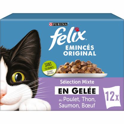Felix Hum Chat 12x85g Emincés en Gelée Viandes Poissons