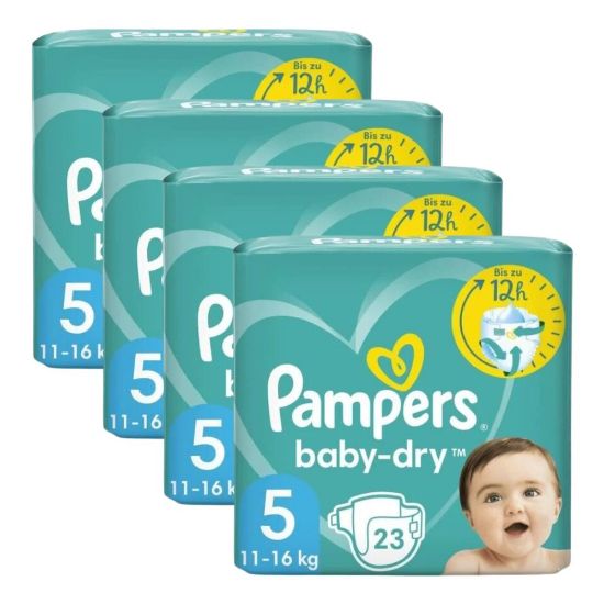 Pampers Baby-Dry Taille 5, Carton 4 x 23 Couches