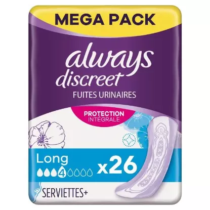 Serviettes hygiéniques long discreet ALWAYS x26