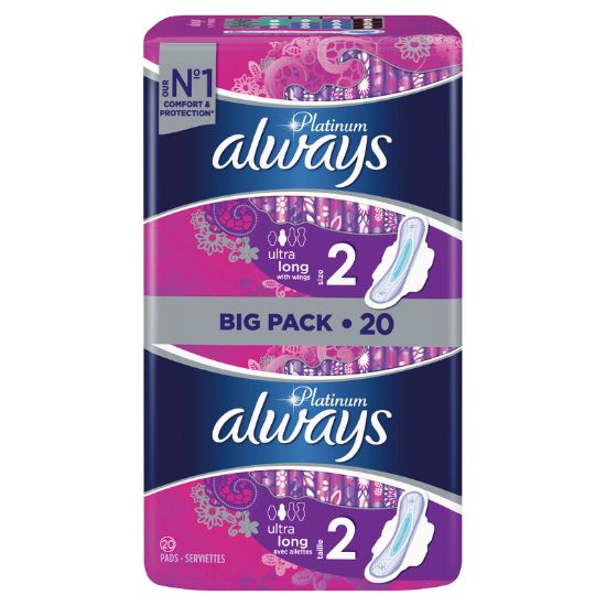 Serviette Hygiénique Avec Ailettes Long Taille 2 Always Platinium x20