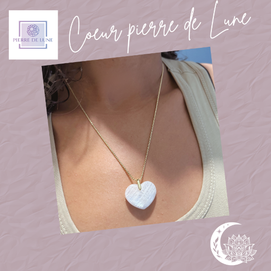 Image de Collier Coeur Pierre de Lune 