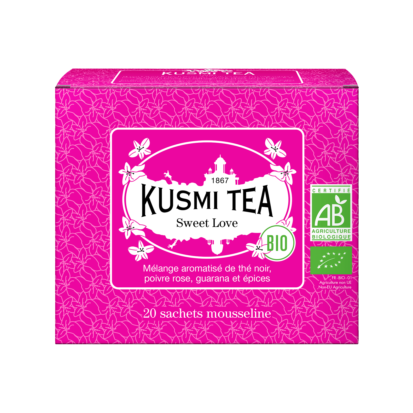 KUSMI TEA - Sweet Love - boîte 20 sachets   - Shopping et  Courses en ligne, livrés à domicile ou au bureau, 7j/7 à la Réunion