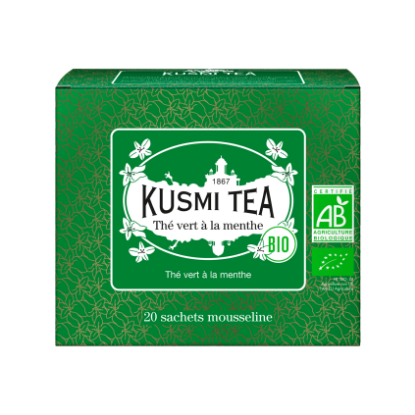 Image de KUSMI TEA - Thé vert à la menthe Bio - boîte 20 sachets