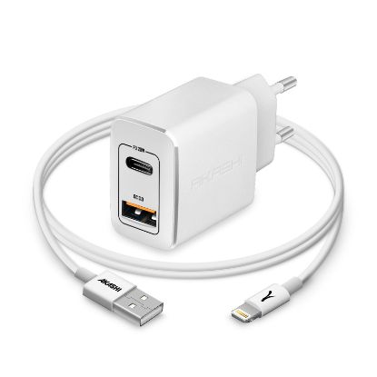 Image de Pack chargeur secteur 20W + câble LIGHTNING 1m - Blanc Akashi