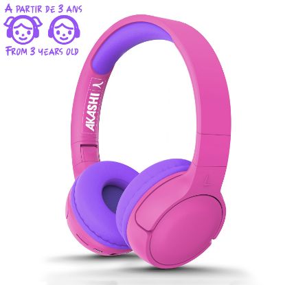 Image de Casque audio enfant sans fil Bluetooth - rose et violet - Akashi