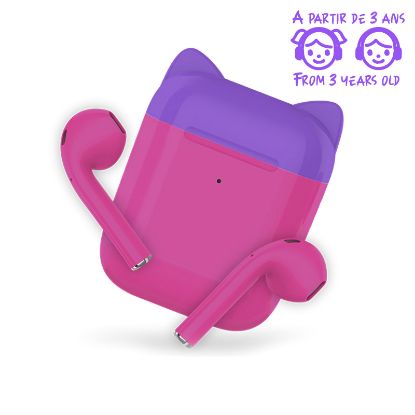 Image de Ecouteurs enfant sans fil Bluetooth - rose et violet - Akashi