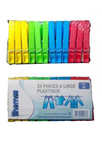 Image de Pinces à linge plastique couleur - Brosserie Thomas