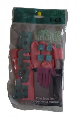 Image de Paire de gants ménage latex taille 6/6.5 - Brosserie Thomas