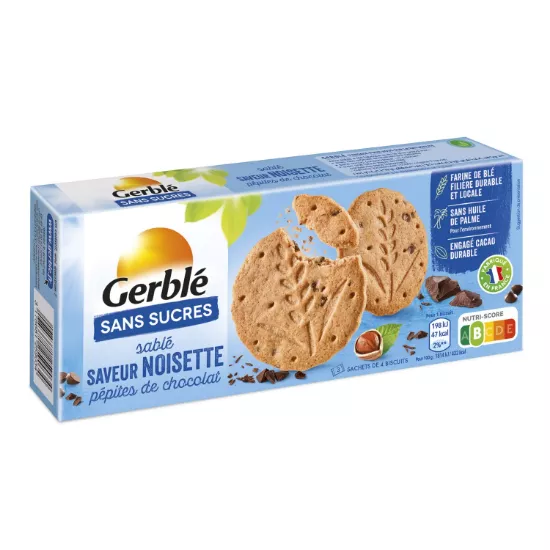 Image de Biscuits sablé noisettes et chocolat sans sucres Gerblé