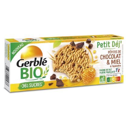 Image de Biscuits Bio Petit Déj' pépites de chocolat et miel Gerblé Bio