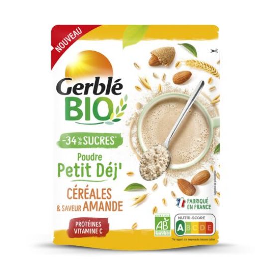 Céréales et amande en poudre Bio Petit Déj' Gerblé Bio   -  Shopping et Courses en ligne, livrés à domicile ou au bureau, 7j/7 à la  Réunion