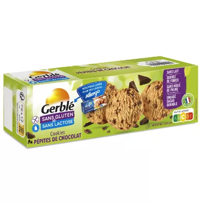 Image de Cookies pépites chocolat sans gluten et lactose Allergo Gerblé
