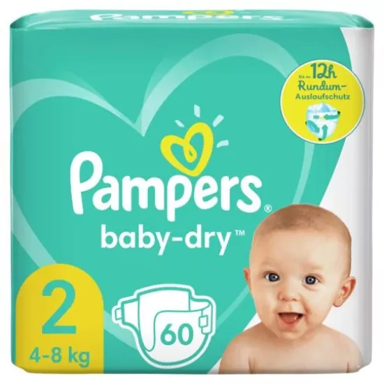 Picture of Couches Bébé Pampers Bady-Dry Taille 2, 4-8 kg, 60 couches