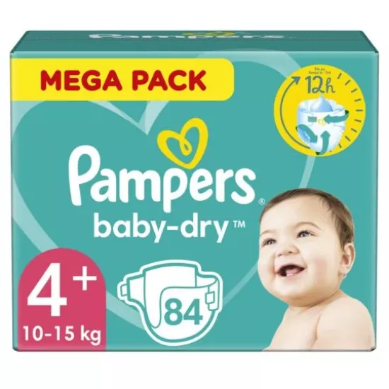 Picture of Couches Bébé Pampers Bady-Dry Taille 4+, 10-15 kg, Méga pack 84 couches