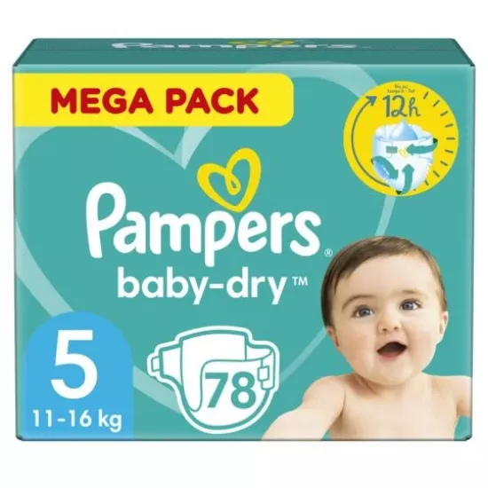 Image de Couches Bébé Pampers Bady-Dry Taille 5, 11-16 kg, Méga pack 78 couches