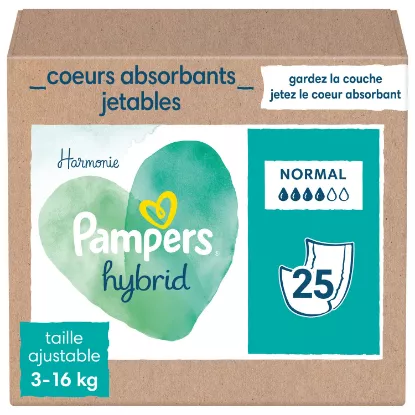 Picture of Couches Bébé Lavable Pampers Harmonie Hybrid, 25 recharges normales