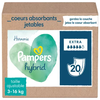 Picture of Couches Bébé Lavable Pampers Harmonie Hybrid, 20 recharges super absorbantes