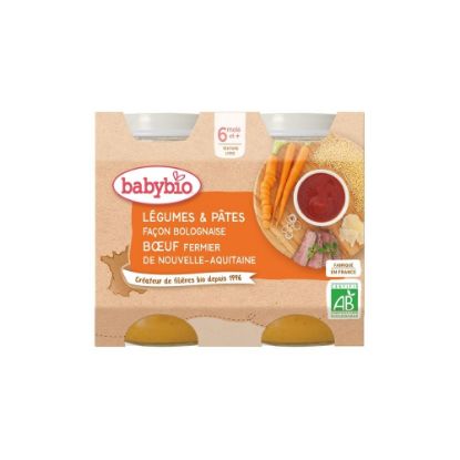 Plat bébé dès 15 mois, aubergines pâtes Babybio 260g sur