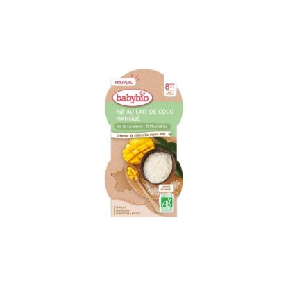 Picture of Dessert végétal bébé dès 9 mois, Riz au lait de Coco Mangue Babybio - 2x100g