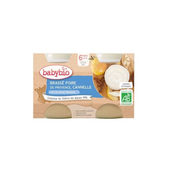 Image de Brassé bébé dès 6 mois, Poire Cannelle Babybio - Petits pots 2x130g