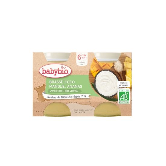 Image de Brassé bébé dès 6 mois, Coco Mangue Ananas Babybio - Petits pots 2x130g