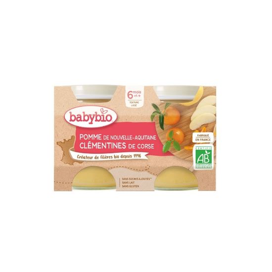 Image de Compote bébé dès 6 mois, Pomme Clémentines Babybio - 2x130g