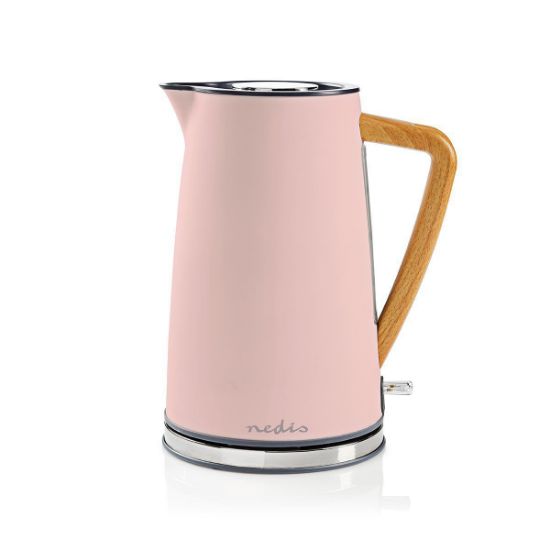 Bouilloire électrique Nedis 1,7 L - 2200W, Poignée Bois, Filtre Anti-calcaire
