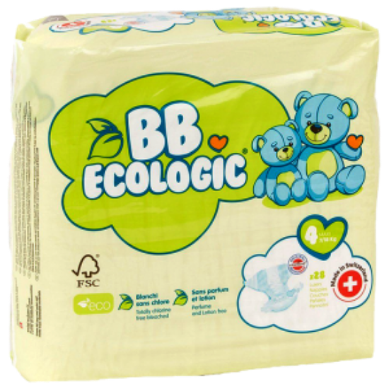 Image de Couches écologiques BB Ecologic T4 Couches Bébé de 7-18kg - Lot de 28 couches