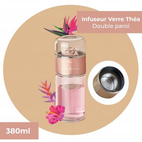 Infuseur thé verre double paroi 380ml Green Coffee   - Shopping  et Courses en ligne, livrés à domicile ou au bureau, 7j/7 à la Réunion