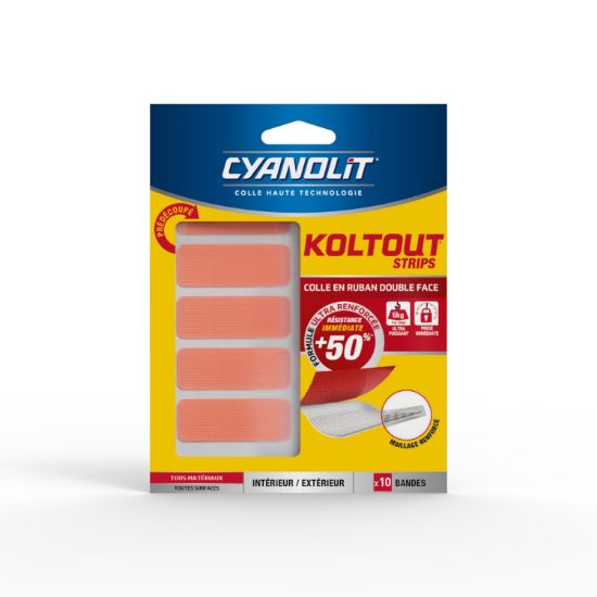 Adhésif double-face Koltout Express Ruban 10 strips de 48 x 18mm Cyanolit    - Shopping et Courses en ligne, livrés à domicile ou au bureau,  7j/7 à la Réunion